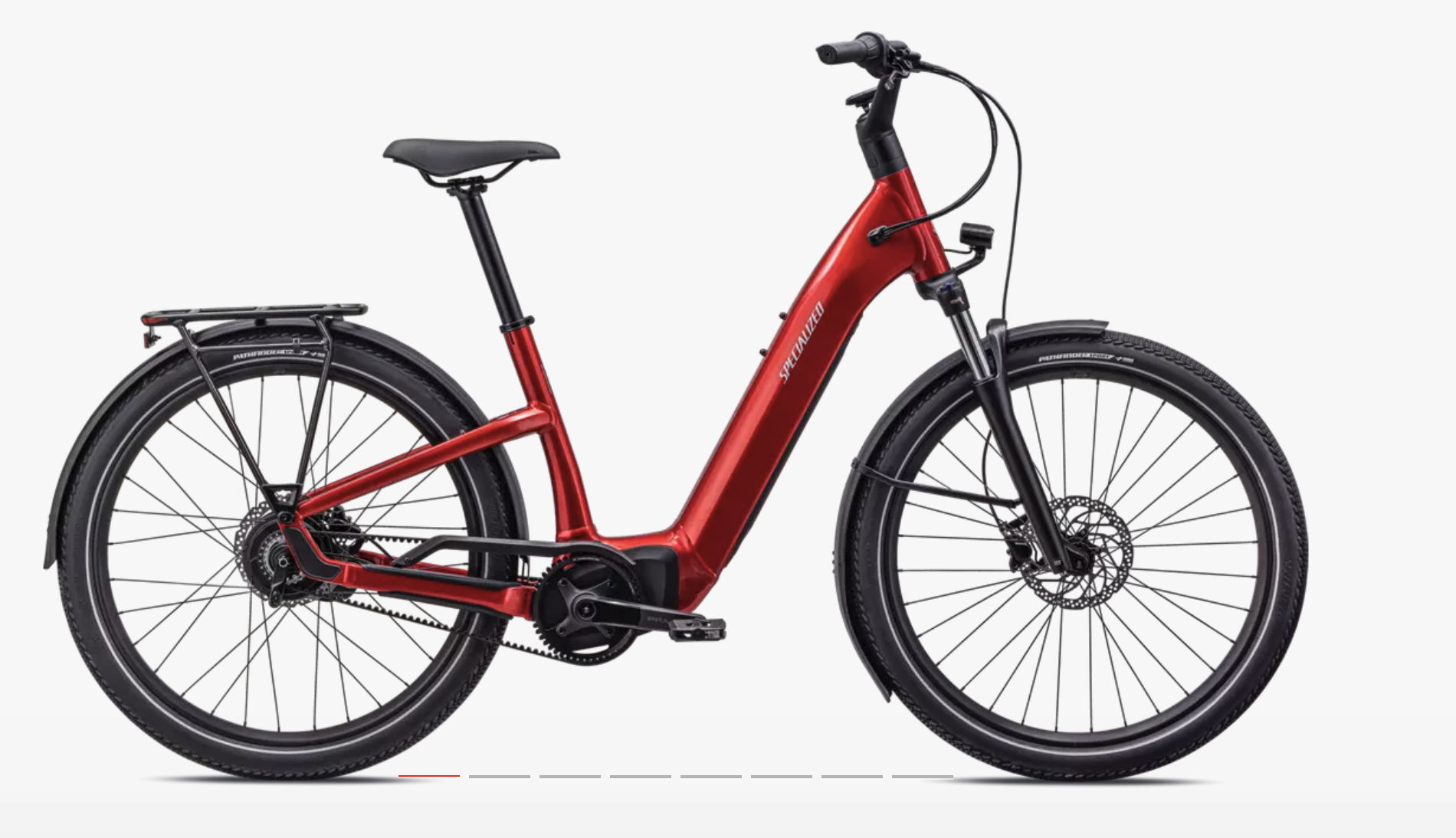 Specialized Turbo-Como 4.0 IGH in beautiful candy apple red is a head-turning electric assist bike with plenty of power.