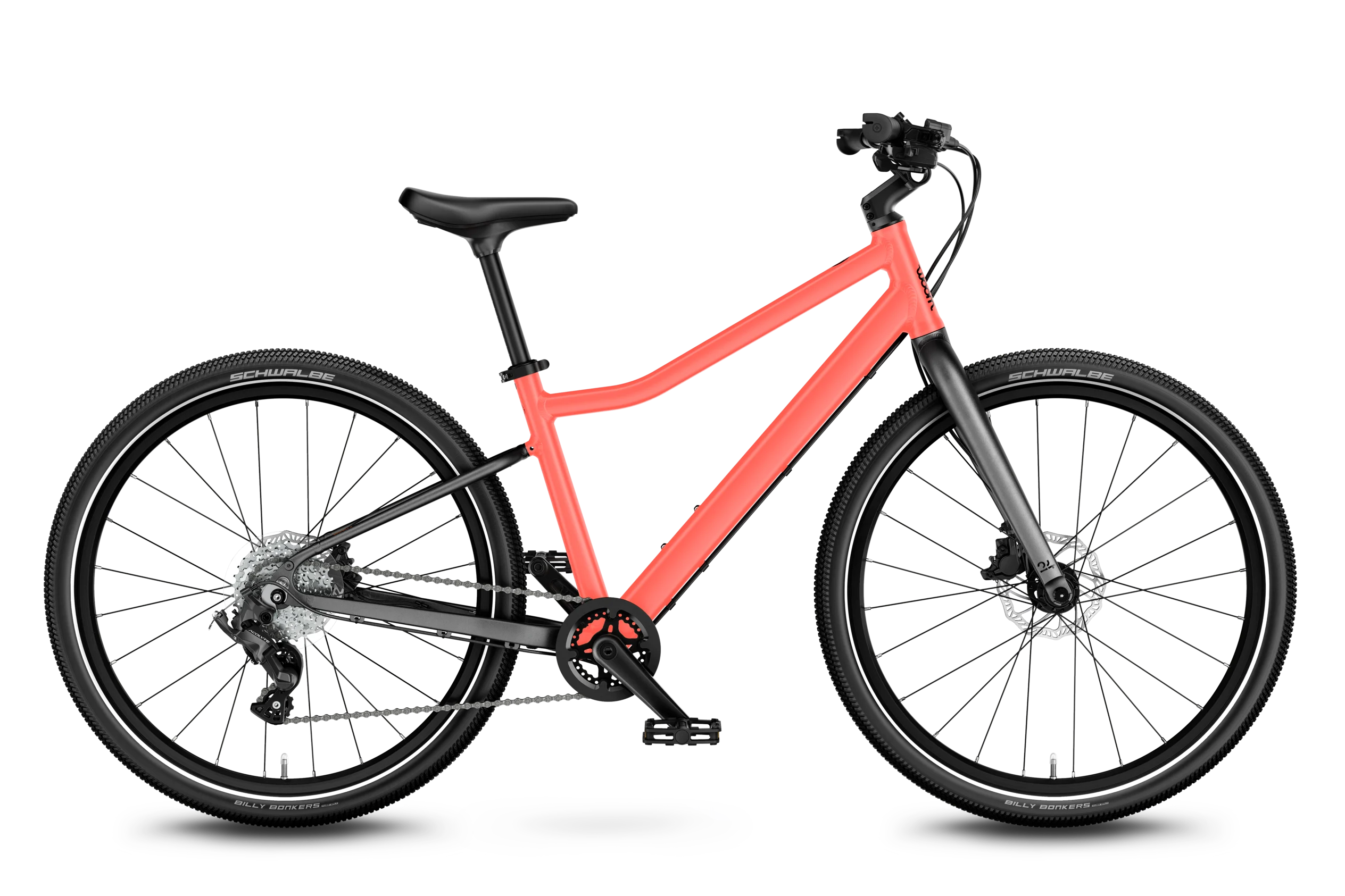 The woom EXPLORE is made to ride, explore, repeat with a standout style for young riders. The clean frame is specced with black components, black rims and finished in matte colors. For cool and active kids that want to find their stylish vibe on a bike, the woom EXPLORE is the one. Inspiring children to love riding their bikes is our mission at woom. That's why we guarantee the premium quality of every bike down to the last detail with innovative technology and long-lasting materials. We have full confidence in our bikes, which is why we offer a 10-year warranty on the aluminum frames, rigid forks, bars and stem once you've registered online. The woom EXPLORE is made to ride, explore, repeat with a standout style for young riders. The clean frame is specced with black components, black rims and finished in matte colors. For cool and active kids that want to find their stylish vibe on a bike, the woom EXPLORE is the one.