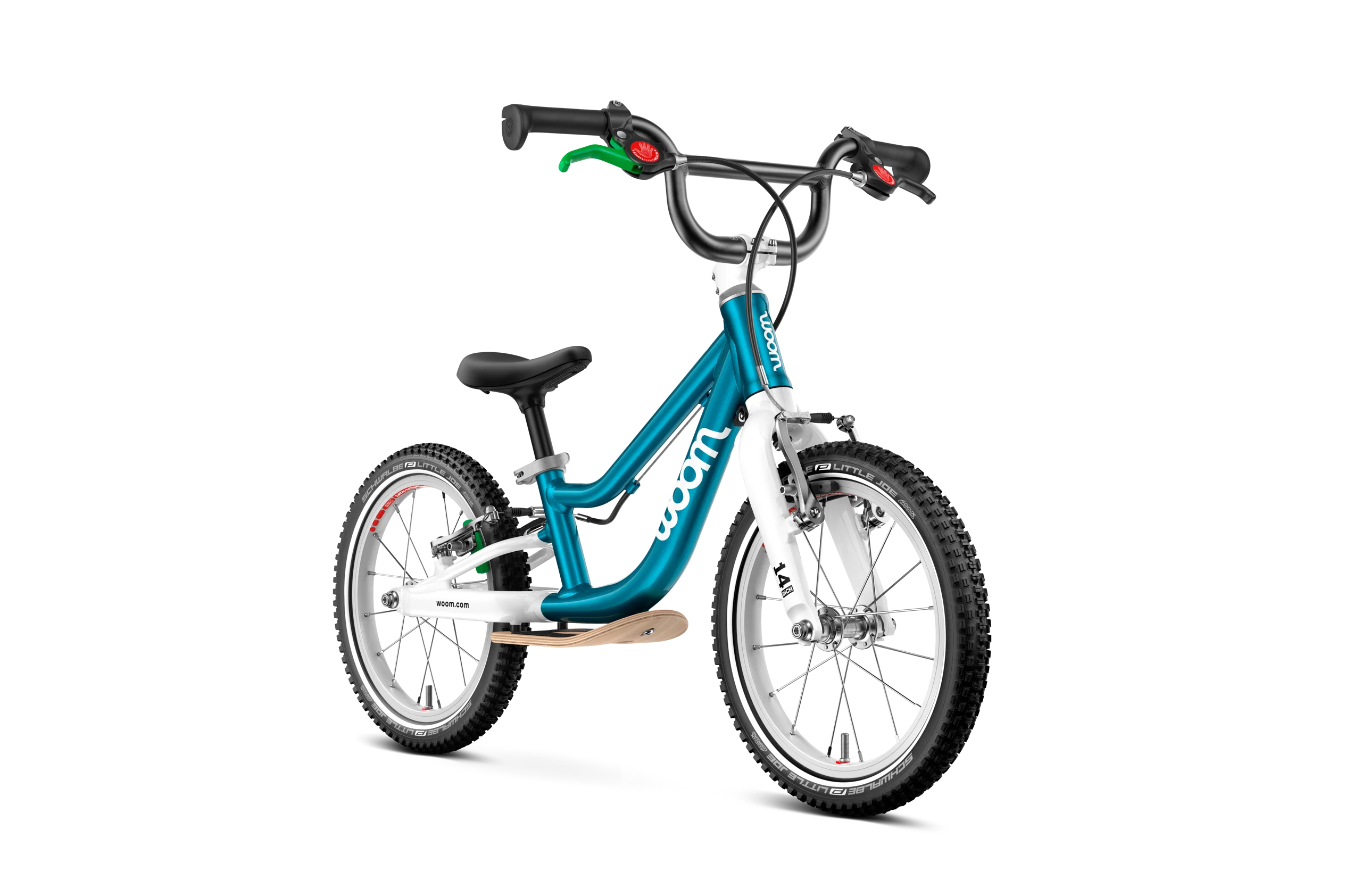 Learning to ride is fun and safe on this superlight balance bike with 14″ wheels and a safety-conscious design for kids aged 3 and up.